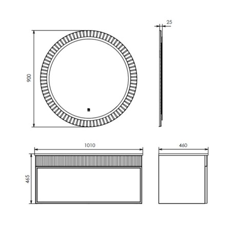 Comforty Madrid-90 mirror LED-lighting, sensor, anti-recovery, white glossy-1