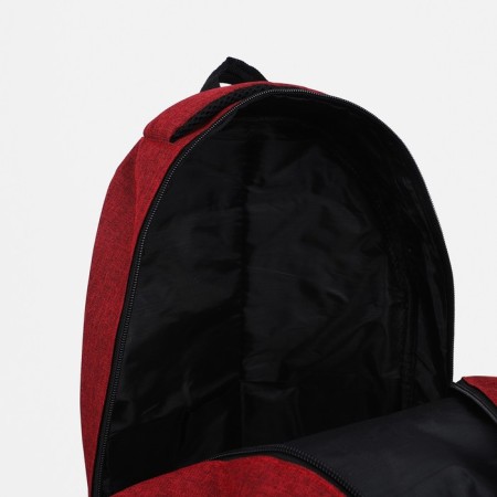 A backpack with a zipper, 2 external pockets, burgundy color-5
