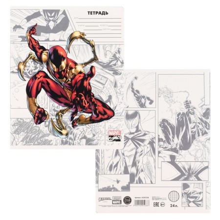 Notebook in a cage 24 sheets, 5 types of mix, cover covering cardboard, Avengers-2