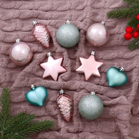 Set of jewelry plastic 10 pcs "Joan" pink-green