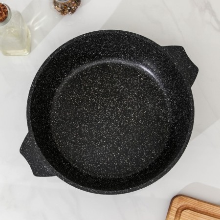 Form "granite Black" Induction Pro, 4 l, d = 28cm, glass cover, anti -stick coating, induction, black color-1