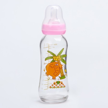 A bottle for feeding, classic throat, 250 ml., 3 months, glass, color mix-2