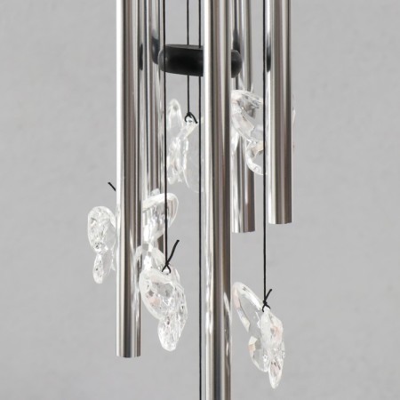 Wind music metal, tree "Crystal butterflies" 5 tubes 60x9x9 cm-2
