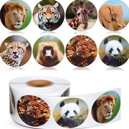 Stick Paper "Wild Beasts" d = 2.5 cm 500 pcs in a roll 3x6.5x6.5 cm