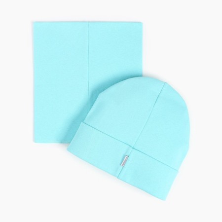 Kit (hat, snood) for a girl, mint color, size 50-54-2