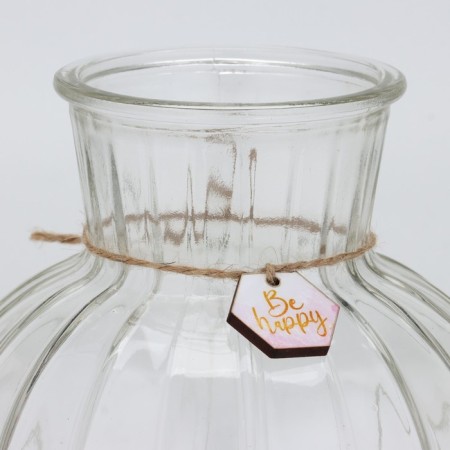 Vase for flowers "BE HAPPY", 19.5 x 15 cm.-2