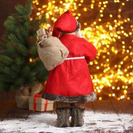 Santa Claus "In a red fur coat with a bear" 45 cm-2