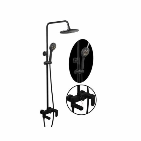 The shower system Fashun A2482-7, pour 110 mm, with a tropical shower, brass, black