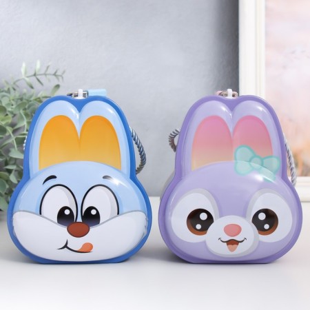 Piggy bank Metal with a lock "Bunny/bunny" mix 12x9x14 cm-1