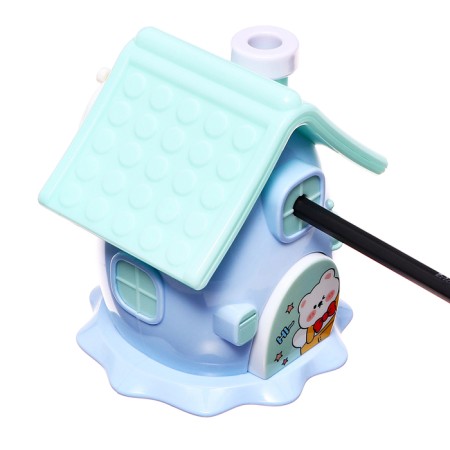 Mechanical sharpener with container, 5 types of sharpening, blue house-8