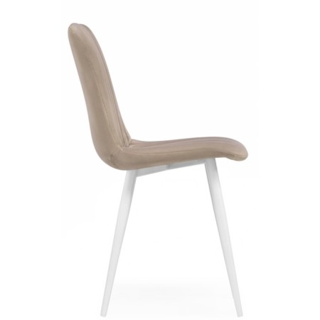 Stool on the metal frame Dani metal/velor, white/beige 43x48x85 cm-2