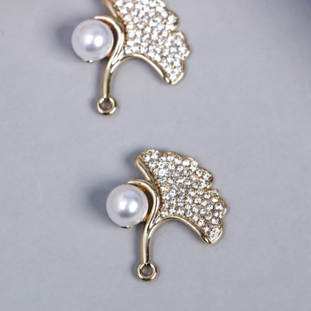 Decor for creativity Metal "petal and pearl" rhinestones 2.2x1.8 cm