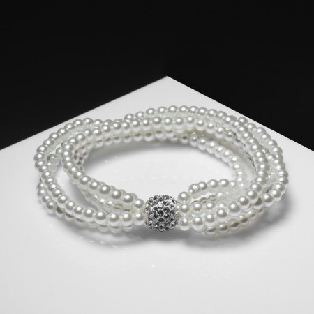 Bracelet Pearl "Shambhala", 5 threads, beads 4, white color-2
