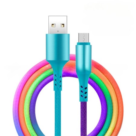 Luazon cable, microUSB - USB, 2 A, 1 m, nylon braid, multi -colored-1