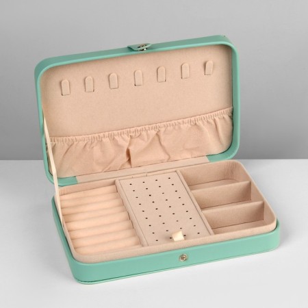 Organizer for jewelry "Portable box", 8 stripes, 4 places, 14 × 21 × 4.5 cm, green color-4