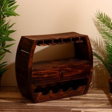 Barbali bottles stand 60x24x55 cm, Albezia tree, brown