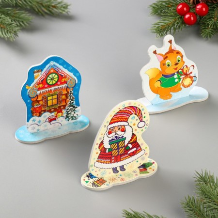 3-D puzzle "New Year's Jewelry" Santa Claus, hut, squirrel