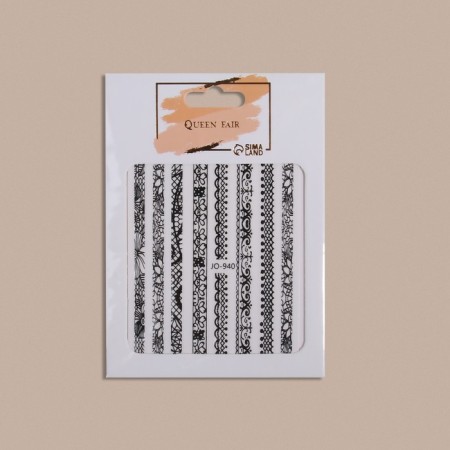 Nail stickers "lace composition", black color-1