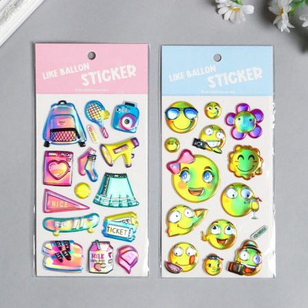 Sticker Plastic Holography "School/Smiles" MIX 23x11 cm