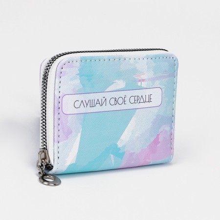 Lightning wallet, card for cards, for coins, turquoise color