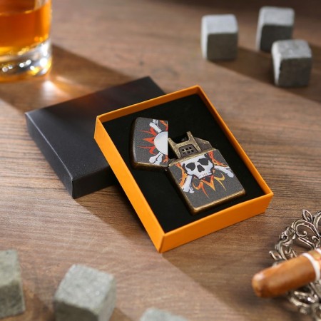 Electronic lighter "Skull in fire", arc, usb, 1.4 x 4 x 5.5 cm, black-2