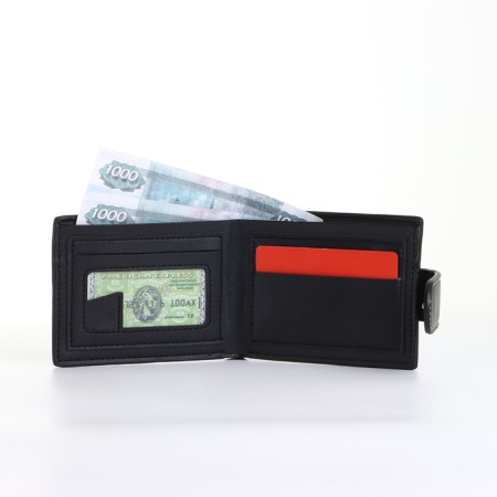 Male purse on the button, black color-7