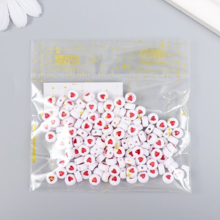 A set of beads for creativity plastic "Red heart in the circle" 20 grams 0.7x0.7 cm-2