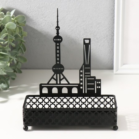 Top interior metal "City" Black 6.3x14.5x18.5 cm