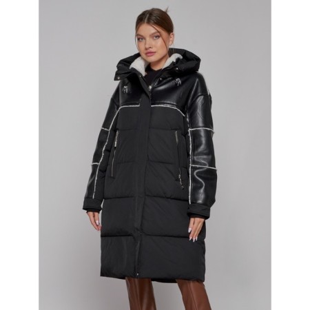 Coat insulated winter female, size 42, black color-7