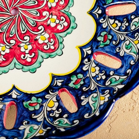 Rishtan ceramics "Flowers", 33 cm, blue-2