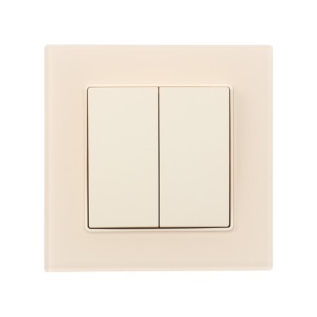 Tot Matte Glass switch, 10 a, 2 cl., Hidden, glass, beige-2