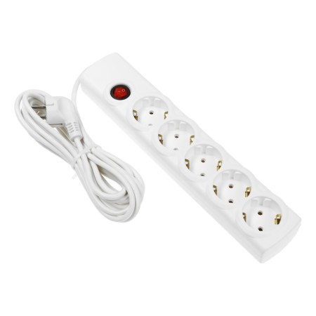 Luazon Lighting network filter, 5 outlets, 5 m, 2200 W, 3x0.75 mm2, 10 A, 220 V, with a fuse, white-3