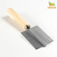 Wood comb double -sided with a wooden handle, 17 x 5.5 cm