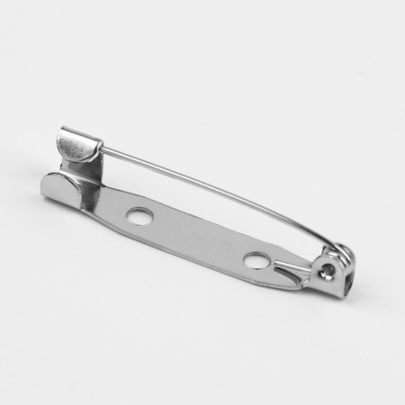 The base for brooches, 2 holes, 30 mm, 10 pcs, silver color-2