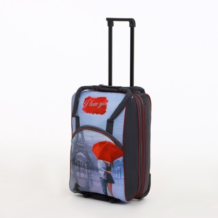 Small 37 L (S) suitcase with a SACVOYAGE bag, lightning department, extension, external pocket, gray color gray-1