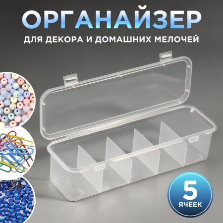 Organizer for storage, with a lid, 28 × 9 × 7 cm, transparent
