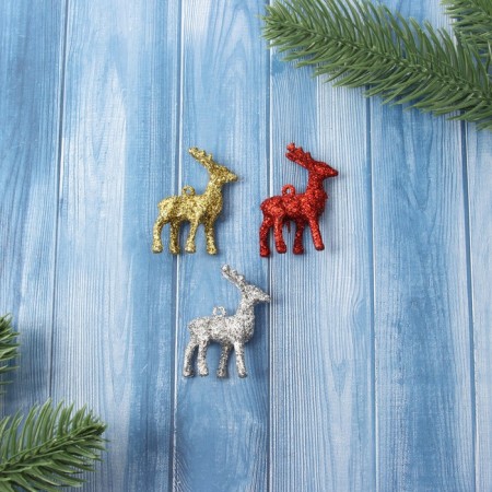 Jewelry decoration "Deer-Malyshi" (set 3 pcs) 4x3.5 cm, mix