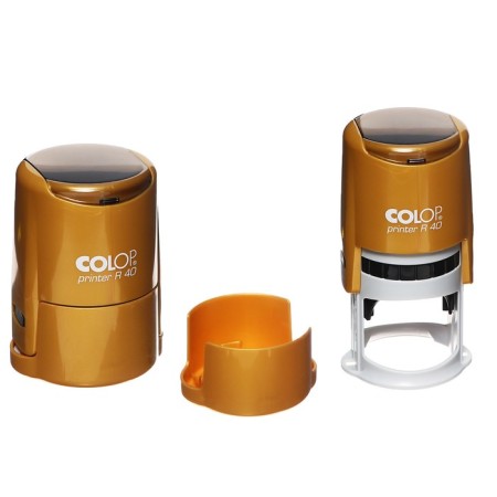 Equipment for round printing automatic Colop Printer R40, diameter 41.5 mm, with a lid, golden housing-1