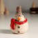 Souvenir Ceramics "A Puffy Snowman in the cylinder and red scarf" 4.5x4.5x6.9 cm
