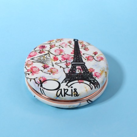 Folding mirror “Paris”, D = 7.5 cm, with an increase, artificial leather, white color-5