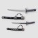 Suv. Product Katana-Mini 2B1 on a stand, black scabbard with white rhombuses 16/20cm mix