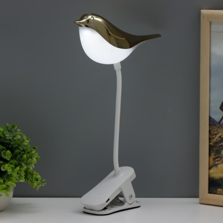 Table lamp on the clothespin "Bird" LED 3000-6000K 5W USB gold 20x7x34cm RISALUX-3