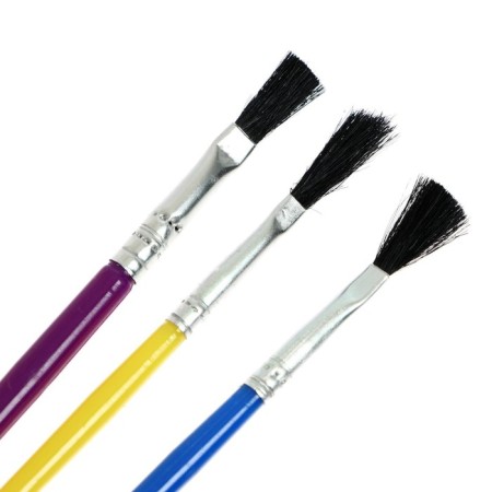 A set of brushes nylon, 3 pieces, flat, with plastic, colored handles-5