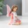 Souvenir Polystone "Girl Back with a goat" Pink wings 8.5x6x9 cm
