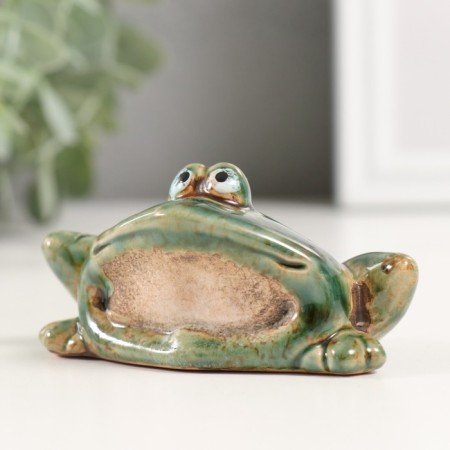 Souvenir Ceramics "Green Frog with folded paws" 4.6x9x5.6 cm-3