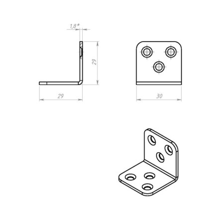 Furniture corner 30 x 30 x 1.8 mm, without coating-1