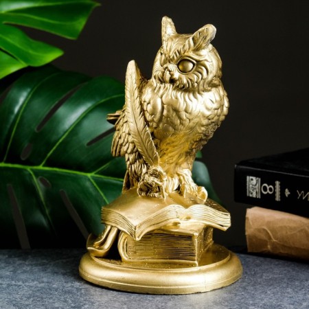 Figure "Filin on Book Books" gold, 21x14x13cm-3