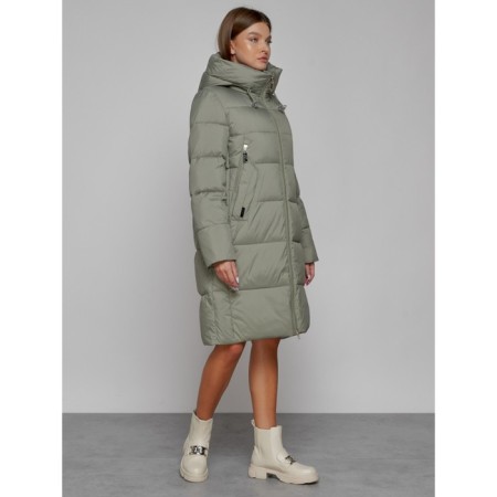 Coat insulated winter female, size 42, green color-2