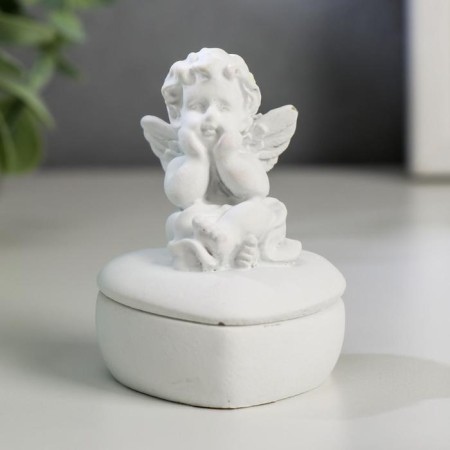 Souvenir Polystone Casket "Snowthrough angel on the heart" MIX 6.3x4.7x4.7 cm-1