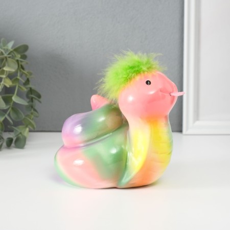 Piggy bank Ceramics "Colored snake with fluffy hairstyle" 10.5x13.9x12.3 cm-4